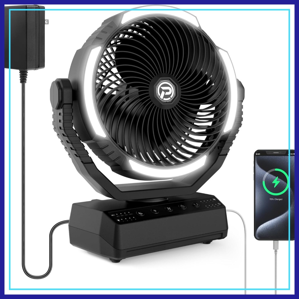 Power Outage Light - 20000mAh Camping Fan with Light, 70Hrs