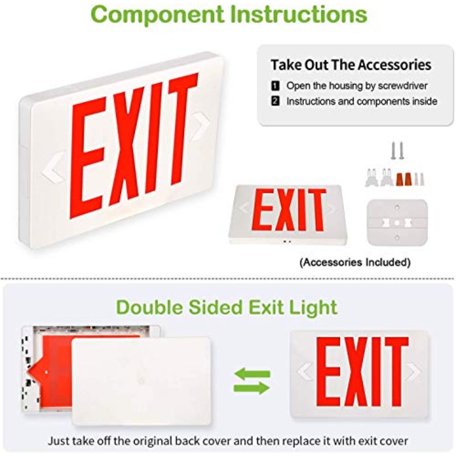 Ultra Slim LED Exit Sign, Red  - Emergency Exit Sign recensie en prijs