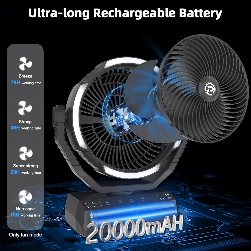 20000mAh Camping Fan with Ligh - Power Outage Light recensie en prijs