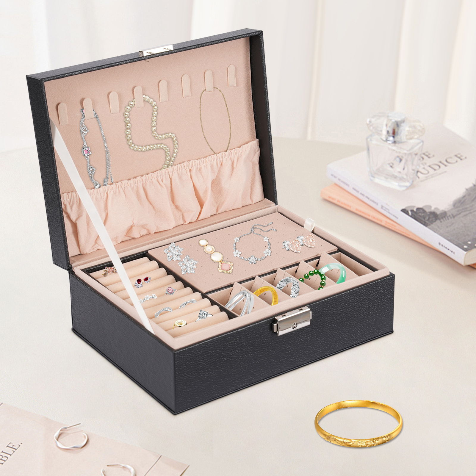 Double-Layer PVC Jewelry Box R - Lockbox Key Secure recensie en prijs