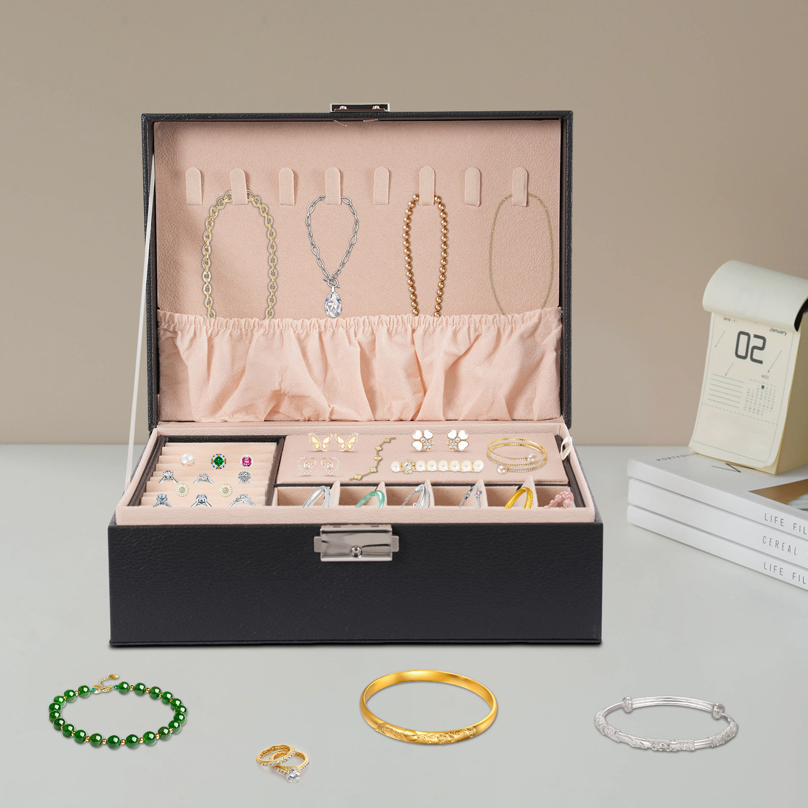 Double-Layer PVC Jewelry Box R - Lockbox Key Secure recensie en prijs