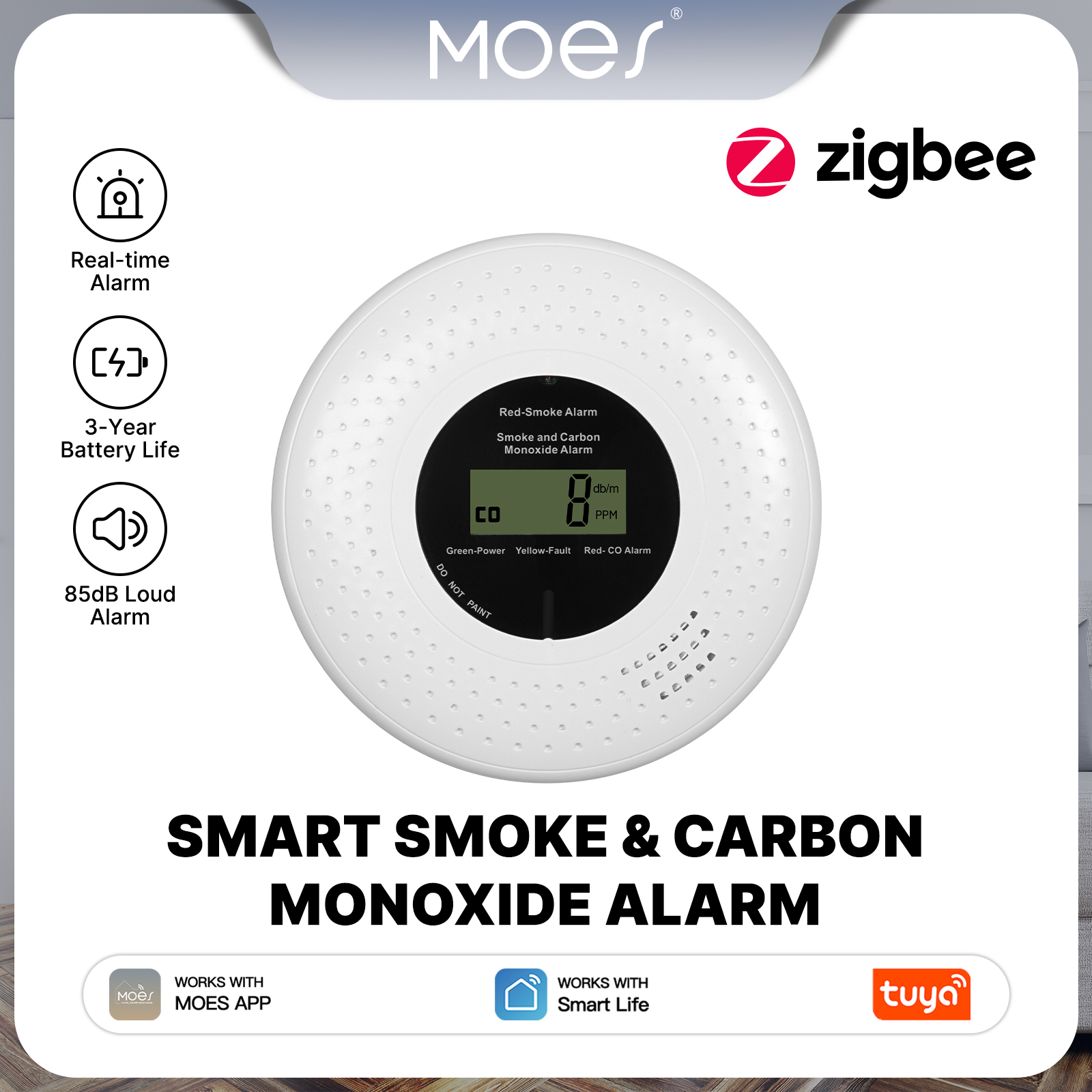 MOES Tuya Zigbee Smart Smoke C - Co Detector Plug recensie en prijs